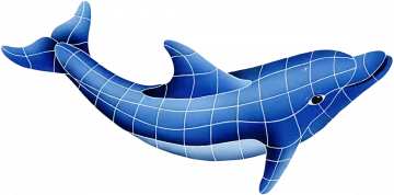 Artistry In Mosaics Dolphin Right Porcelain Pool Design 20" x 40"